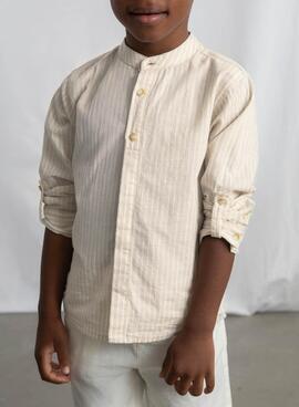 Ensemble chemise et short en lin beige Mayoral pour garçon