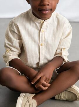 Ensemble chemise et short en lin beige Mayoral pour garçon