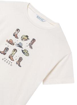 T-shirt Mayoral rodeo blanc pour fille