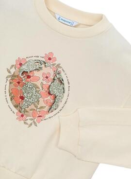 Sweat-shirt Mayoral Planet beige pour fille