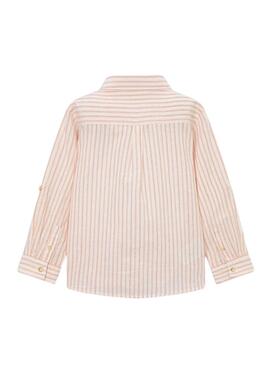 Chemise Mayoral en lin à rayures blanc et orange pour garçon