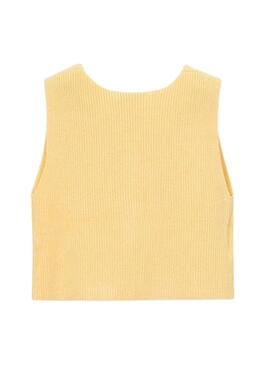 Gilet jaune tricoté Mayoral pour fille.