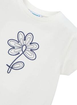 T-shirt Mayoral fleur blanche pour fille.
