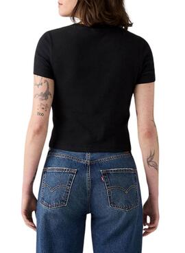T-shirt Levi's côtelé noir pour femme