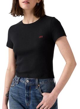 T-shirt Levi's côtelé noir pour femme