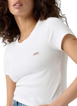 T-shirt Levi's côtelé blanc pour femme