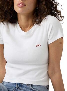 T-shirt Levi's côtelé blanc pour femme