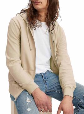 Sweat à capuche Levis Original Zip beige pour homme