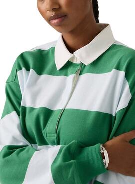 Polo Levis Reenie à rayures vertes et bleues pour femme.