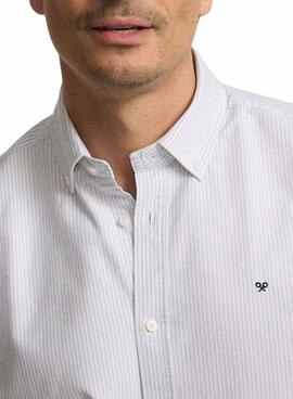 Chemise Silbon rayée bleu Oxford pour homme