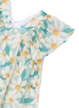 Robe Mayoral marguerites bleues et jaunes pour fille