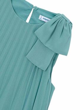 Robe plissée bleu turquoise Mayoral pour fille