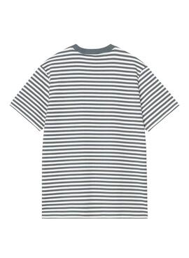 T-shirt Carhartt Ezra à rayures blanc et bleu pour homme