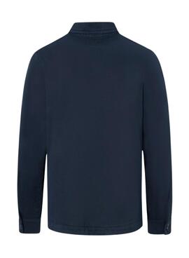 Chemise surchemise Silbon à patchs bleu marine pour homme.