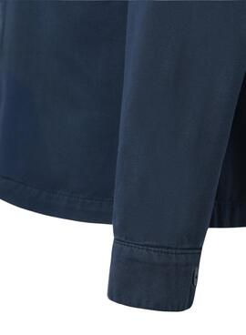 Chemise surchemise Silbon à patchs bleu marine pour homme.