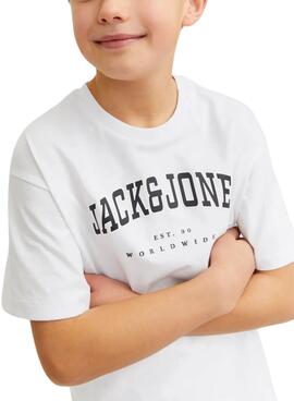 T-shirt Jack and Jones Caleb Varsity blanc enfant.