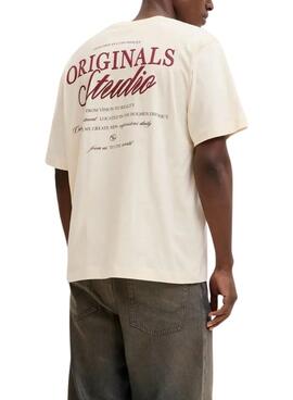 T-shirt Jack and Jones Norrebro beige pour homme