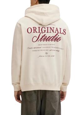 Sweat-shirt Jack and Jones Norrebro beige pour homme.