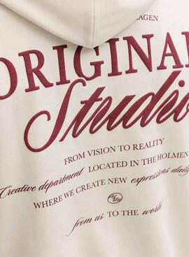 Sweat-shirt Jack and Jones Norrebro beige pour homme.