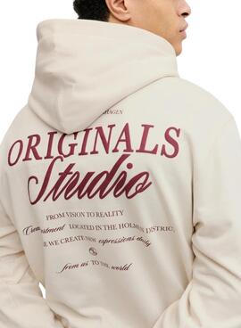 Sweat-shirt Jack and Jones Norrebro beige pour homme.