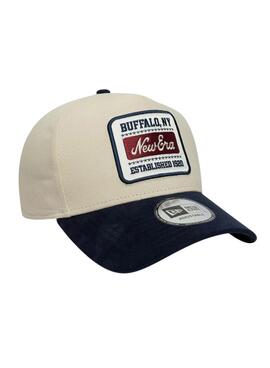 Casquette New Era Patch Suede 9FORTY beige et bleu marine pour homme et femme