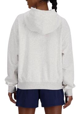 Sweat à capuche basique New Balance gris pour femme.