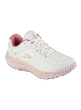 Chaussures Skechers Go Run blanches et roses pour femme