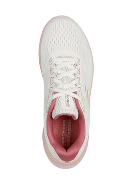 Chaussures Skechers Go Run blanches et roses pour femme
