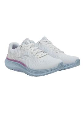 Chaussures Skechers Go Run blanches et bleues pour femme