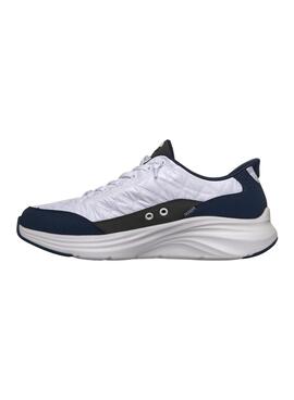 Chaussures Skechers Contour Foam blanches et bleu marine pour hommes