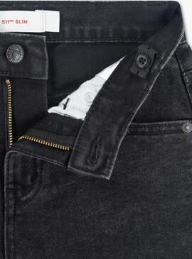 Bermuda Levis 511 ajustado negro para niño