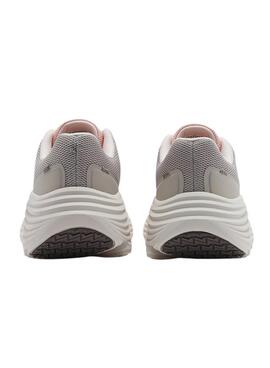 Chaussures Skechers Max Cushioning gris et rose pour femme.