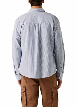 Chemise à rayures Pepe Jeans Prescot bleue et blanche pour homme