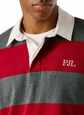 Polo Pepe Jeans Craig rouge et gris pour homme.