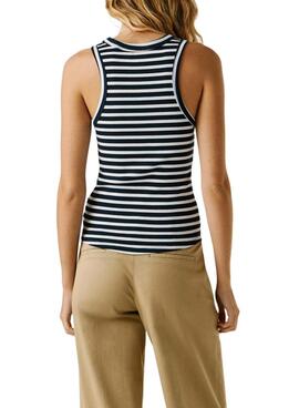 T-shirt Pepe Jeans Marian bleue et blanche pour femme