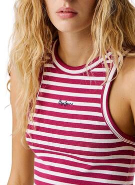 T-shirt Pepe Jeans Marian rose et blanc pour femme