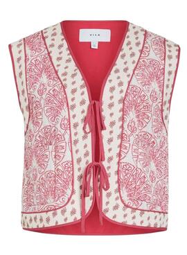 Veste Vila Delphine boho corail et blanc pour femme.