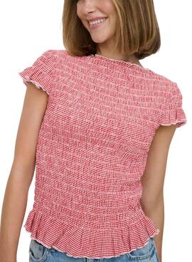 Top Only Celle motif vichy rouge pour femme