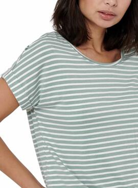T-shirt Only Moster rayé vert pour femme