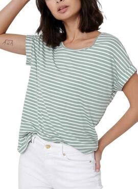 T-shirt Only Moster rayé vert pour femme
