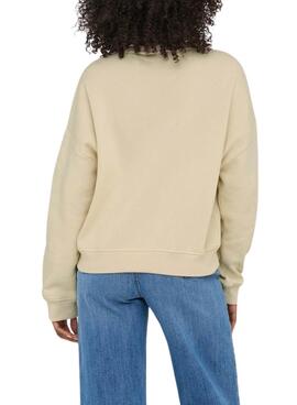 Sweat-shirt Only Onlsweat Life beige pour femme.