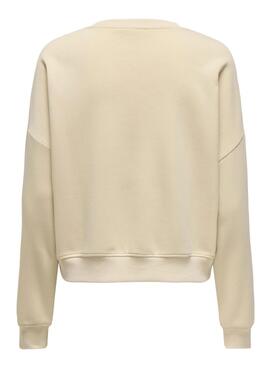 Sweat-shirt Only Onlsweat Life beige pour femme.