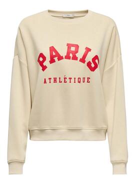 Sweat-shirt Only Onlsweat Life beige pour femme.