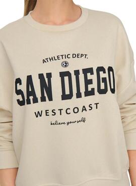 Sweatshirt Only Onlsweat Life beige pour femme