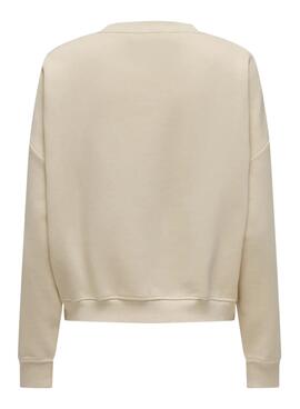 Sweatshirt Only Onlsweat Life beige pour femme