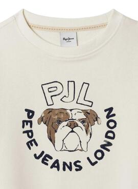Sweatshirt Pepe Jeans Bulldog Wilfred beige pour enfant