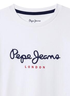 T-shirt logo Pepe Jeans New Art blanc pour enfant