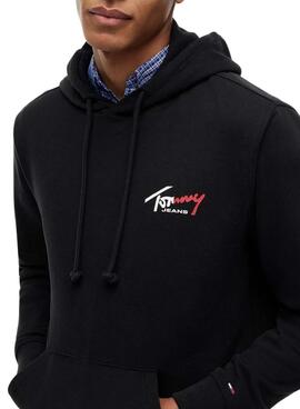 Sweat à capuche noir pour homme Tommy Jeans Sign
