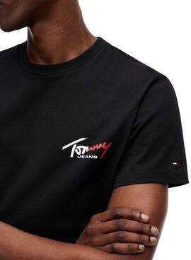 T-shirt Tommy Jeans Sign Chest Slim noir pour homme