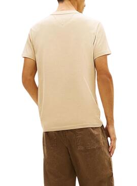 T-shirt Tommy Jeans Sign Chest Slim beige pour homme